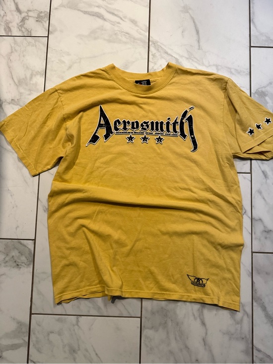 giant Other - Vintage Aerosmith Star Graphic Giant 90s y2k Band Shirt Yellow Size Large Grunge